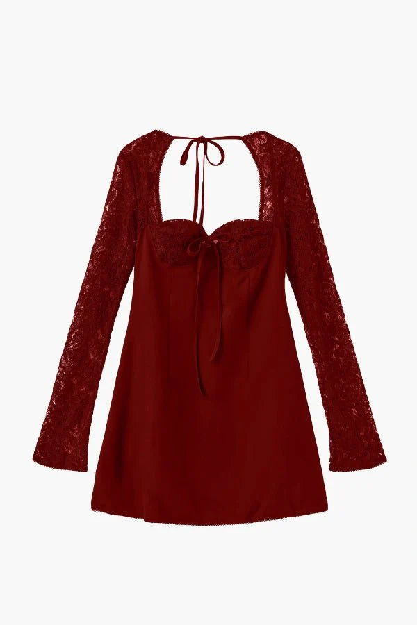 Women's Lace Long Sleeve Mini Dress