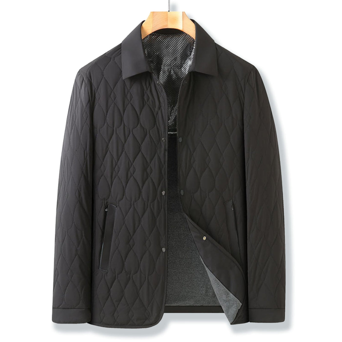 Collared Quilted Jacket Zip Front