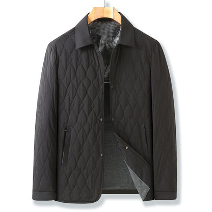 Collared Quilted Jacket Zip Front
