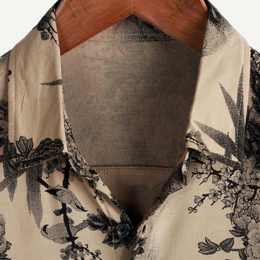Men’s Stylish Japanese Print Short Sleeve Shirt
