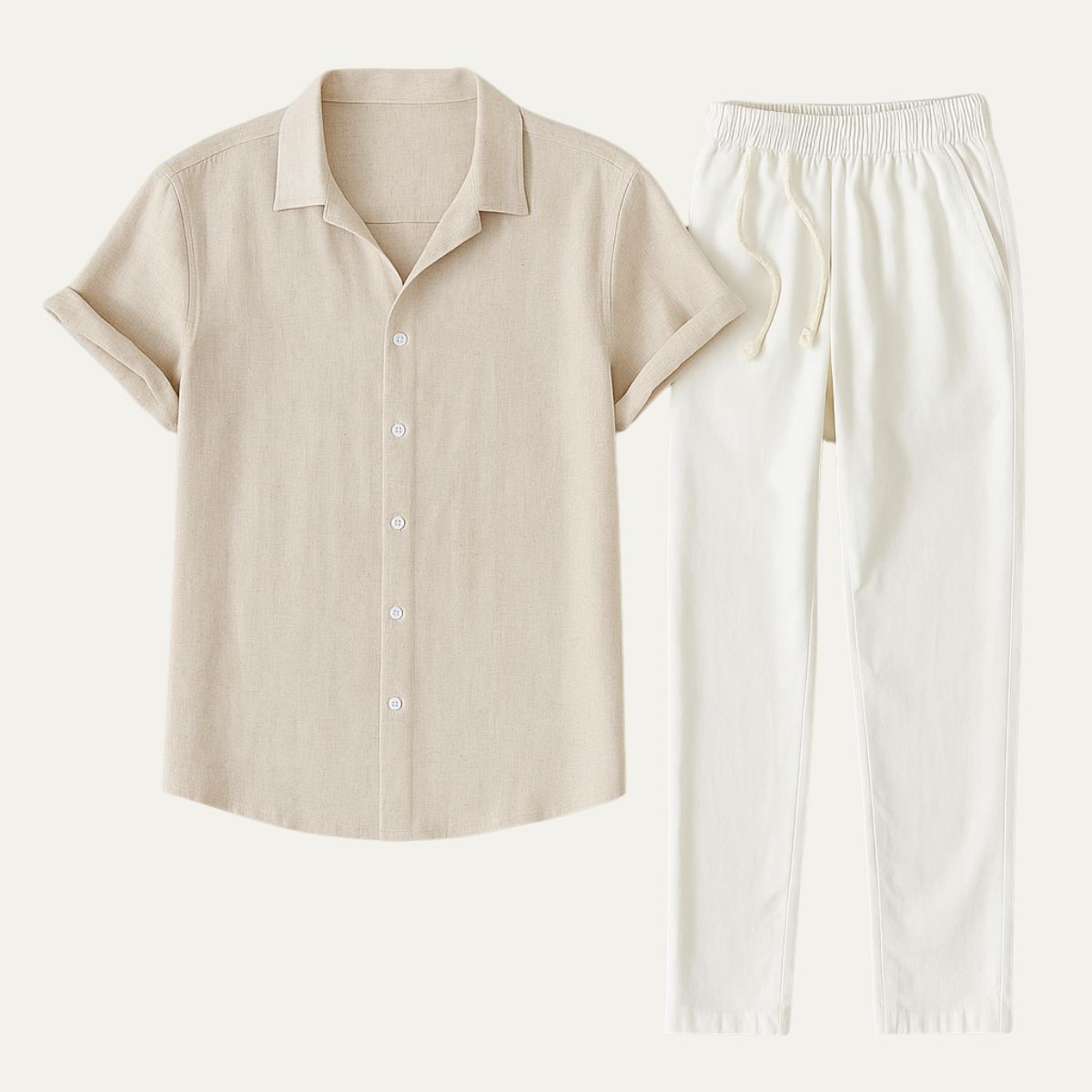 Men’s Two-Piece Linen Shirt & Trousers Set