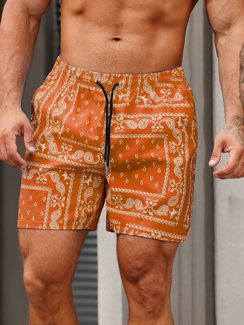 Swim Shorts Men's Drawstring Paisley