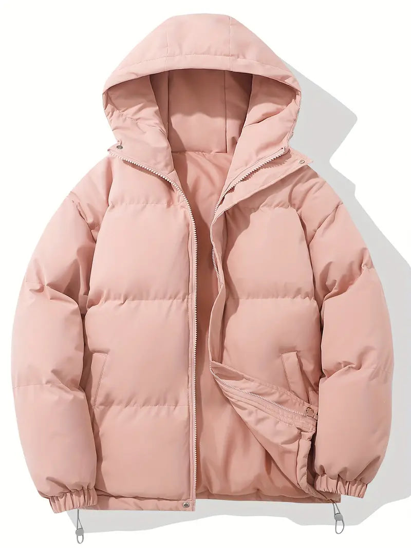 Padded Puffer Jacket | Hooded Zip Front for Cold Weather
