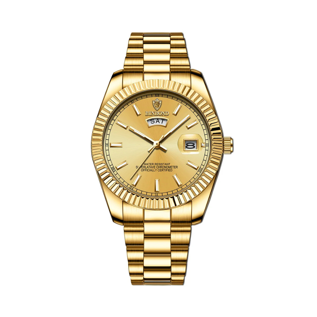 Classic Dress Watch | Day Date Dial with Fluted Bezel