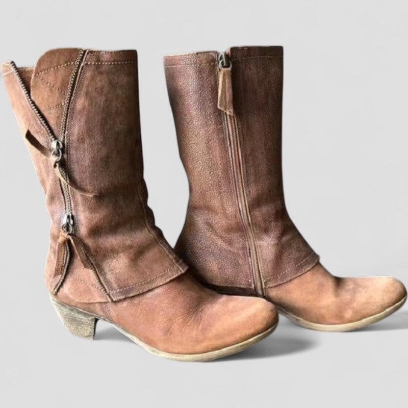 Mid Calf Cowboy Boots | Western Style with Low Heel