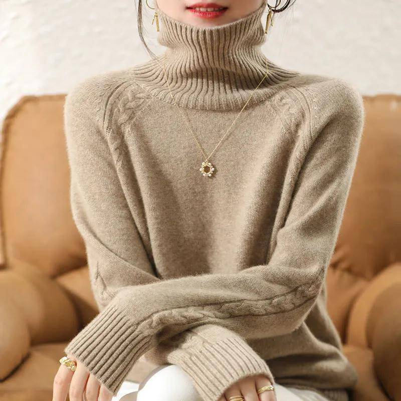 Turtleneck Knit Jumper | Slim Fit with Cable Detail