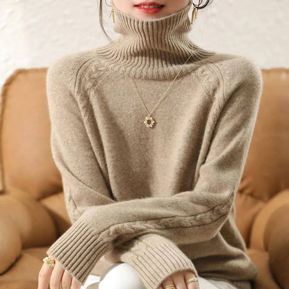 Turtleneck Knit Jumper | Slim Fit with Cable Detail