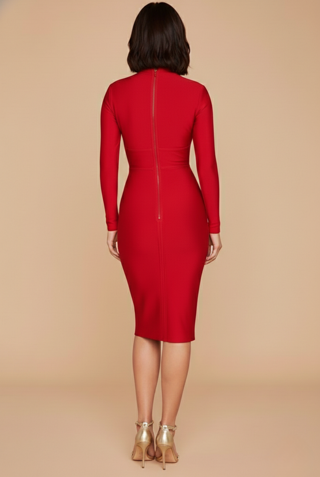 Women’s V-Neck Formal Bodycon Midi Dress