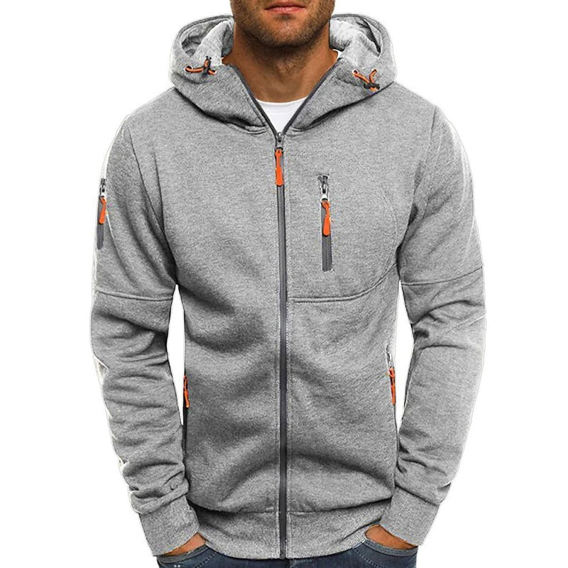 Zip Up Hoodie | Drawstring Hood with Multiple Zipper Pockets