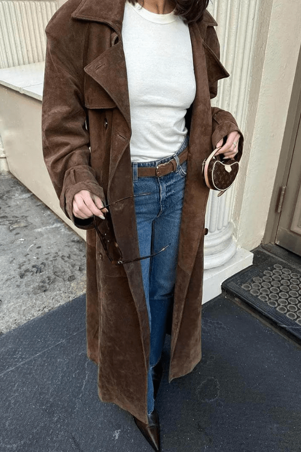 Trench Coat Women's Double Breasted Belted