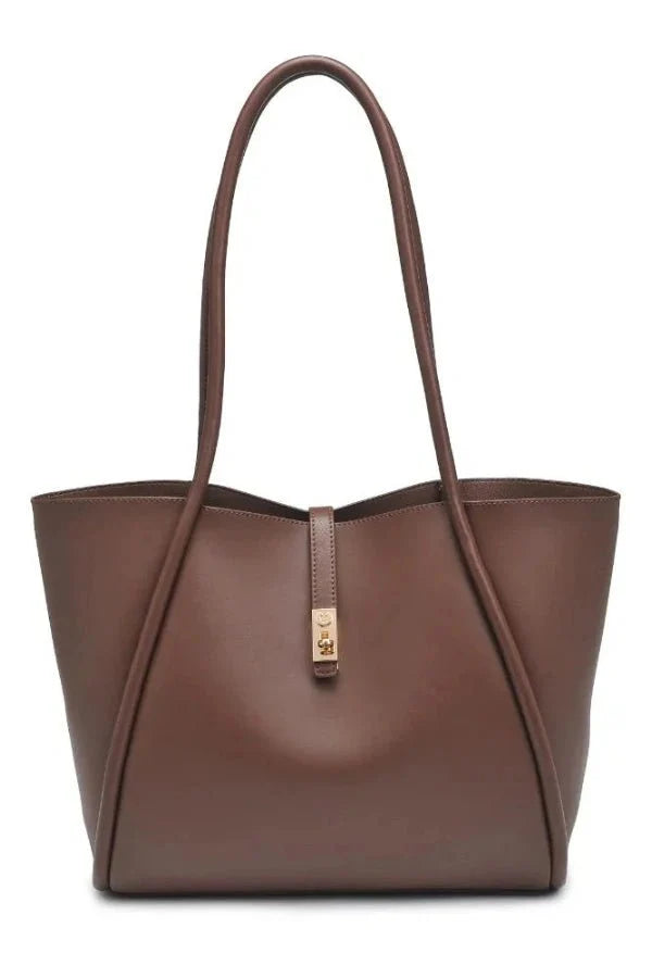 Long Handle Pouch Set Leather Tote Bag