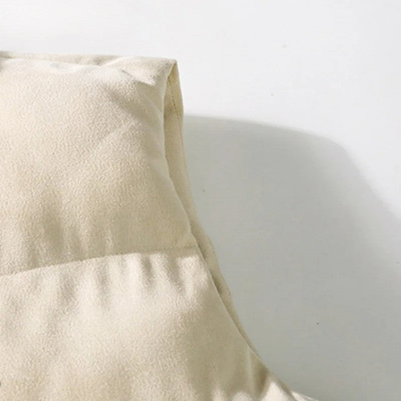 Puffer Vest Gilet Zip-Up Suede-Look