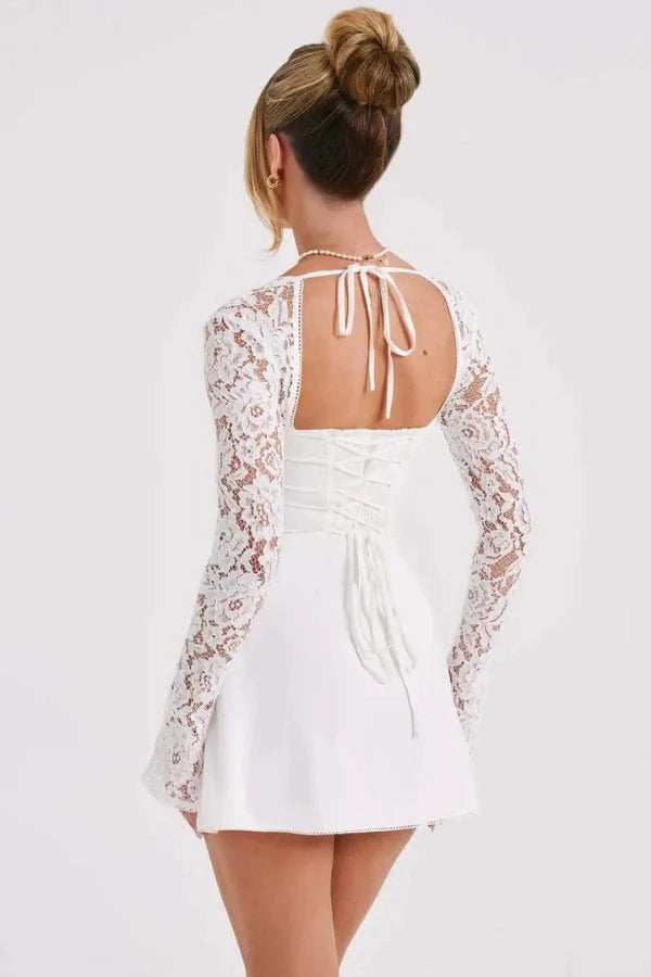 Women's Lace Long Sleeve Mini Dress