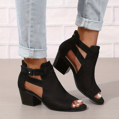 Elegant Peep-Toe Block Heel Sandals