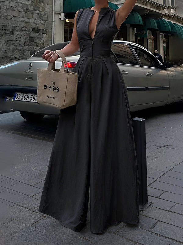 Sleeveless Zip-Front Jumpsuit for Women