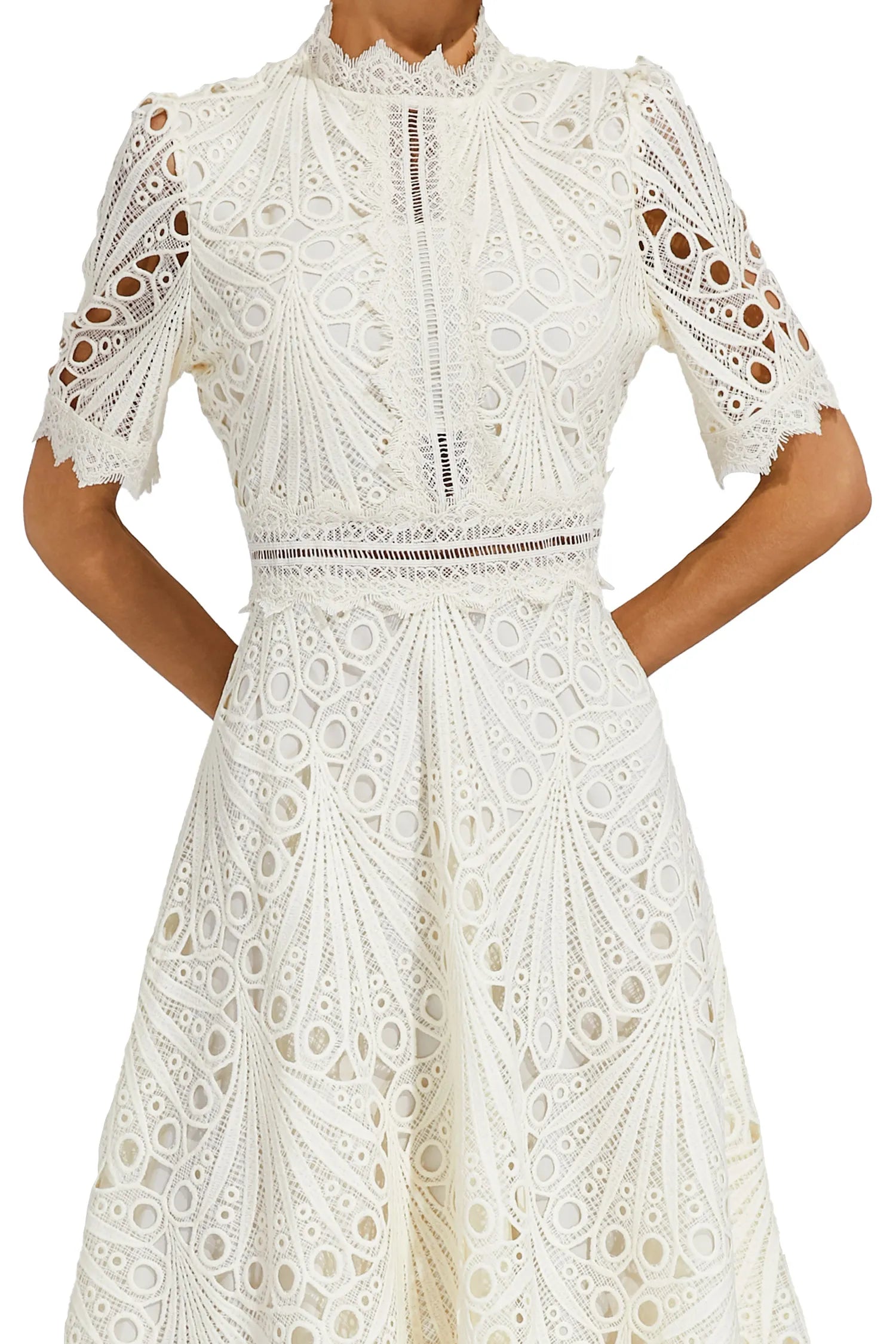 Women's Lace High Neck Midi Dress