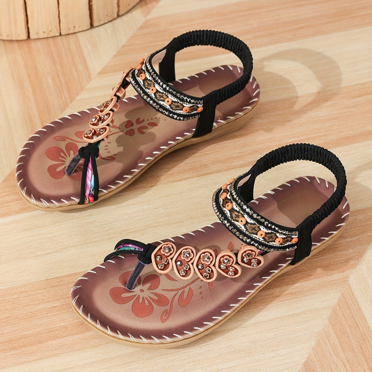 Women's Elegant Beaded Sandals | Toe Post