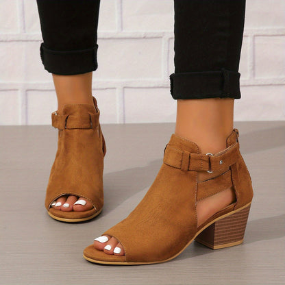 Elegant Peep-Toe Block Heel Sandals
