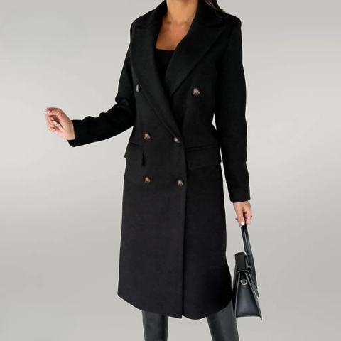 Long Coat | Double Button Fit with Structured Lapels