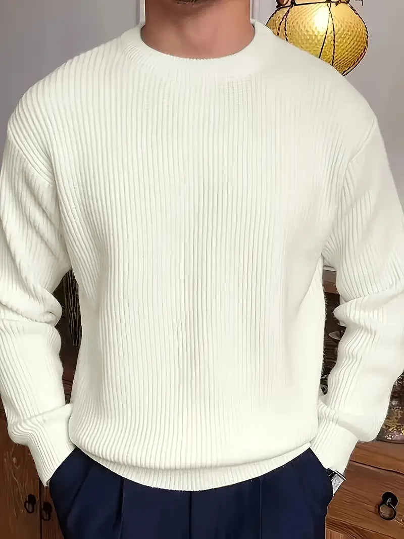 Knitted Crew Neck Jumper | Ribbed Long Sleeve Fit
