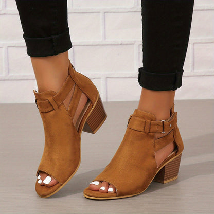 Elegant Peep-Toe Block Heel Sandals