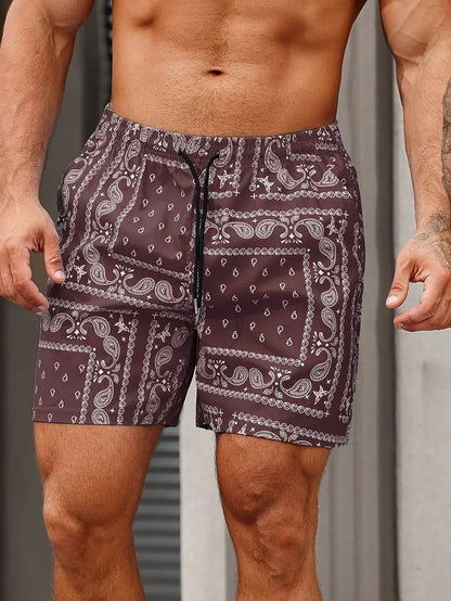 Swim Shorts Men's Drawstring Paisley