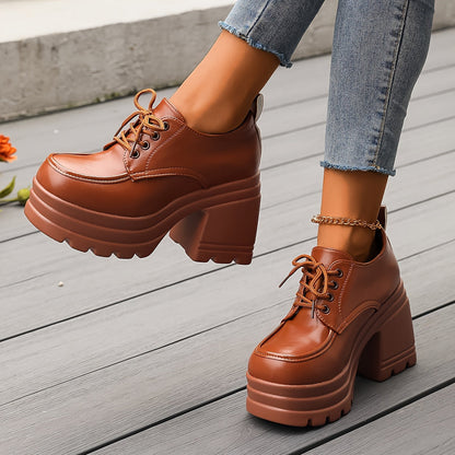 Chunky Block Heel Oxford Boots