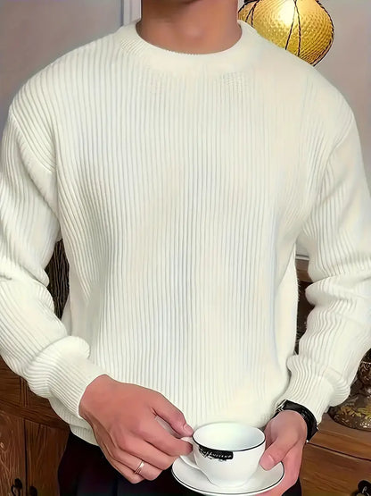 Knitted Crew Neck Jumper | Ribbed Long Sleeve Fit