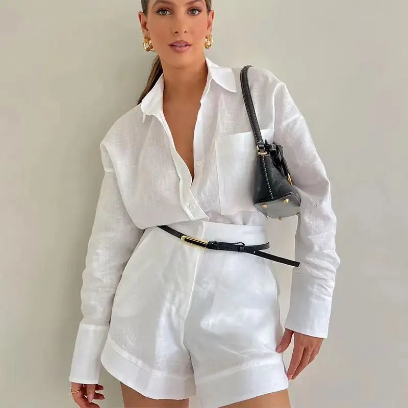 Women’s Matching Linen Shirt & Shorts Set