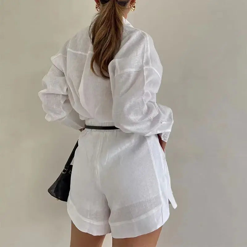 Women’s Matching Linen Shirt & Shorts Set