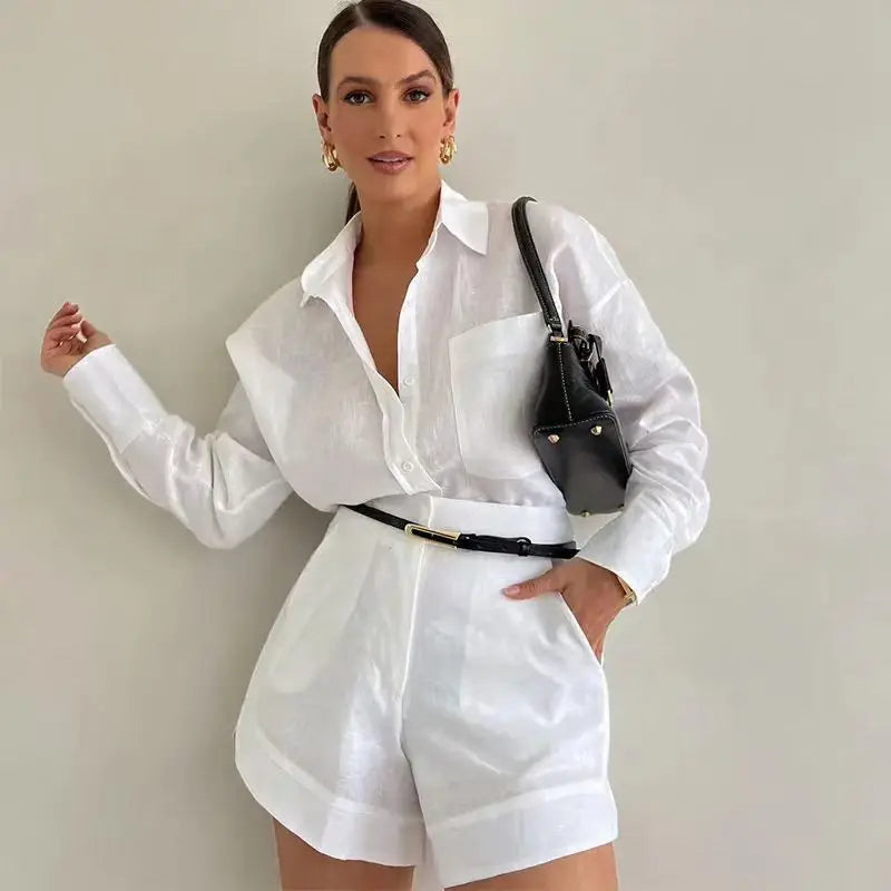 Women’s Matching Linen Shirt & Shorts Set