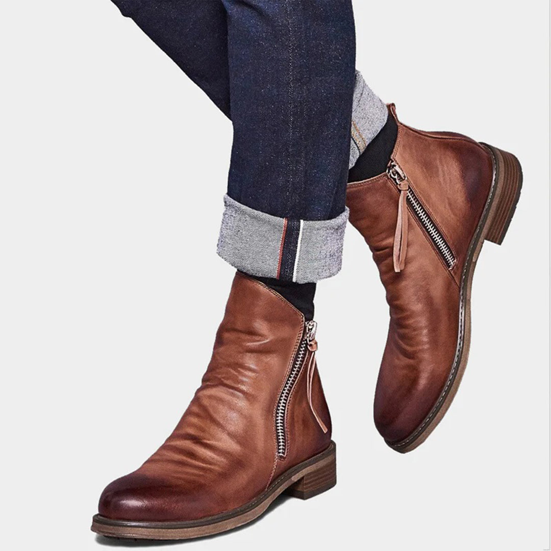 Ankle Boots | Side Zip Detail with Low Heel