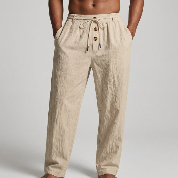 Hudson and Clarke Mens Linen Wide-Leg Drawstring Pants
