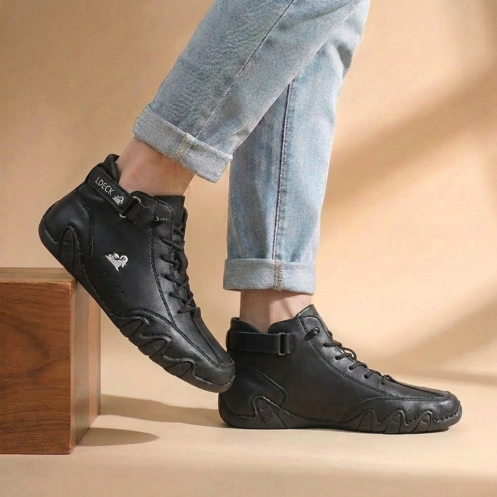 Bold High-Top Lace-Up Trainers