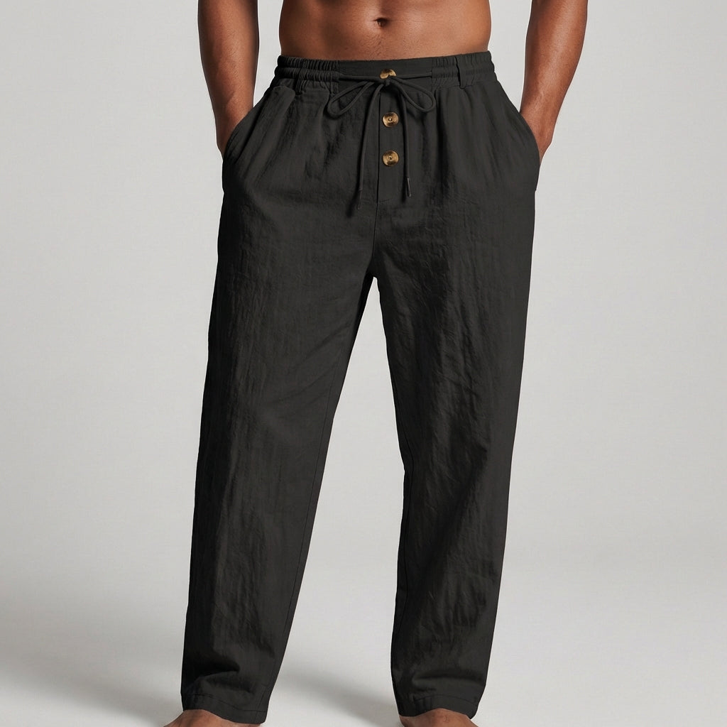 Men’s Linen Wide-Leg Drawstring Pants