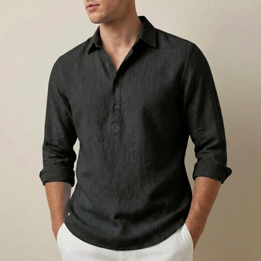 Men’s Buttoned Henley Long Sleeve Shirt