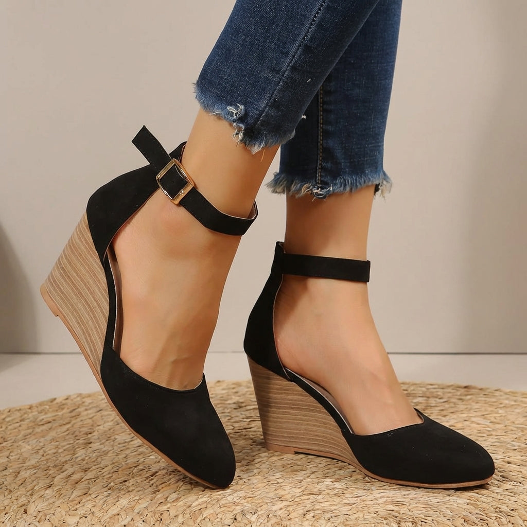 Stylish Ankle Strap Wedge Heels