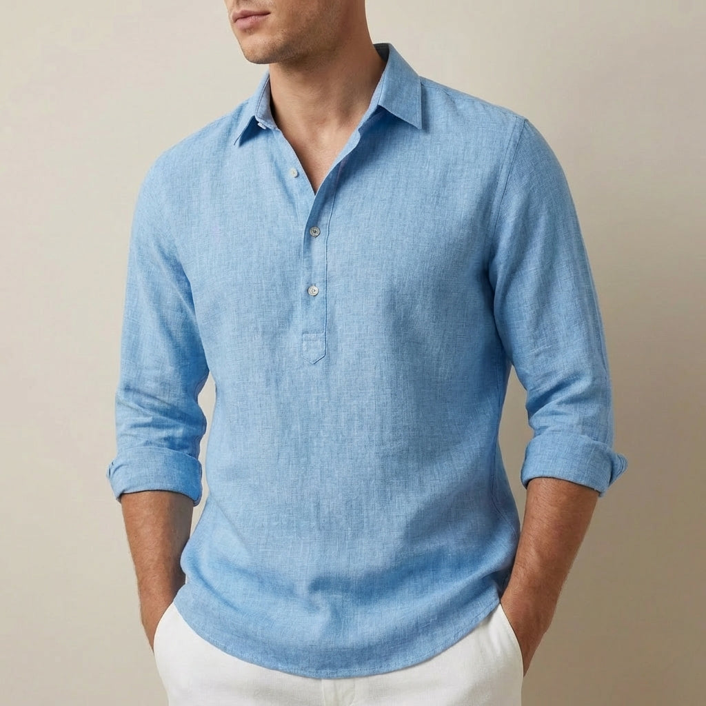 Men’s Buttoned Henley Long Sleeve Shirt