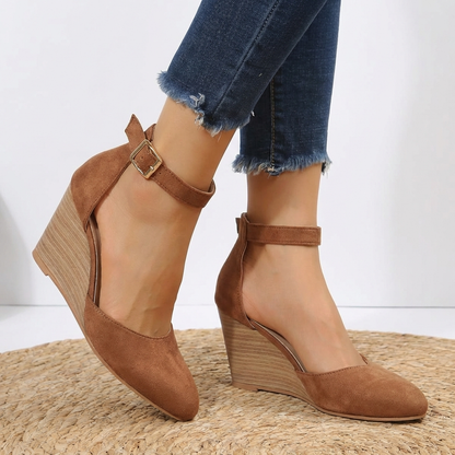Stylish Ankle Strap Wedge Heels