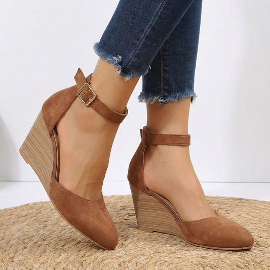 Stylish Ankle Strap Wedge Heels