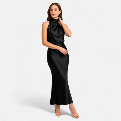 Halter Maxi Dress Women’s | Sleeveless High Neck Evening Dress