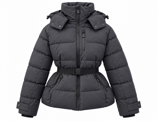 Padded Puffer Jacket | Belted Winter Style with High Neck