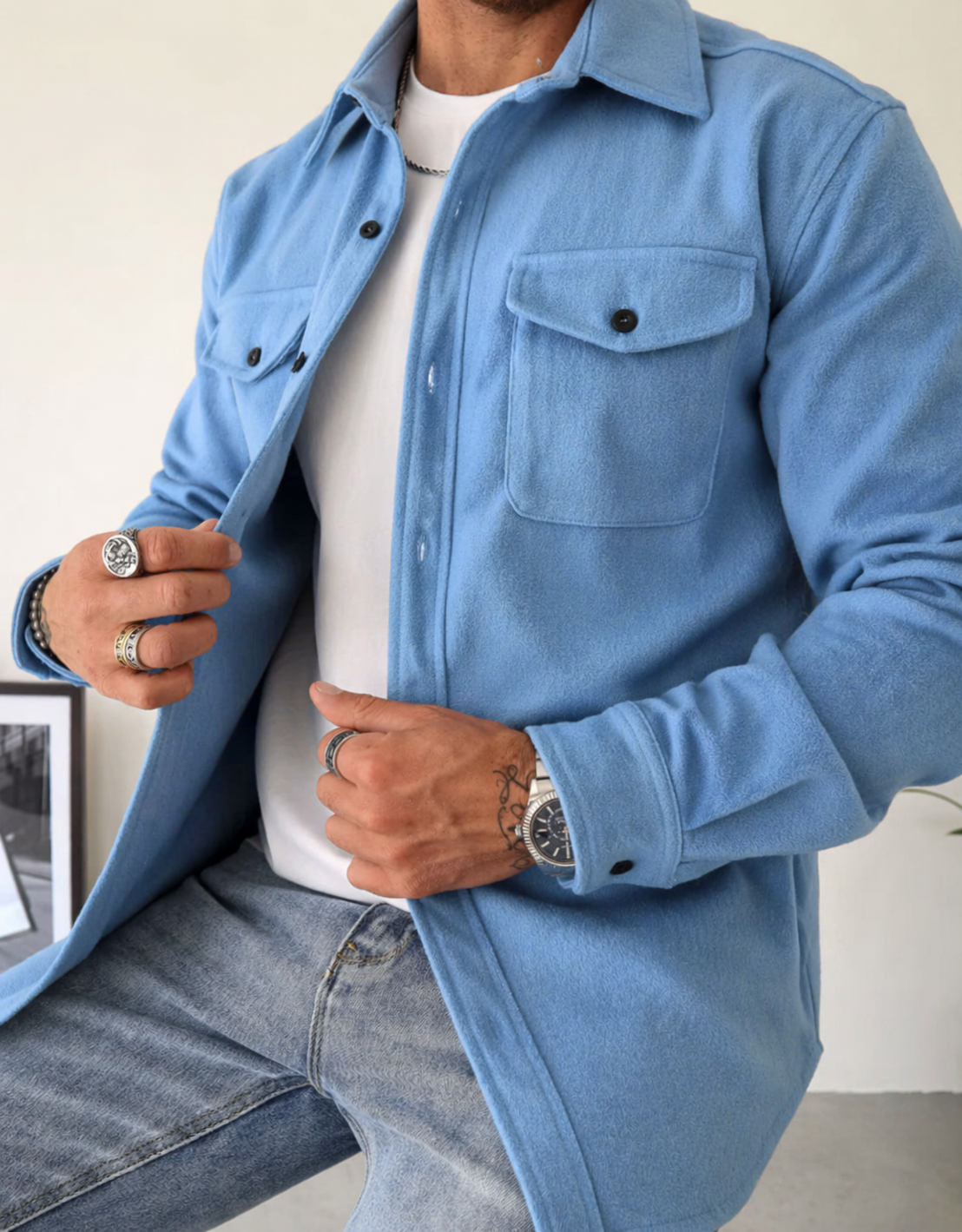 Overshirt Jacket | Long Sleeve Button Up with Chest Pockets