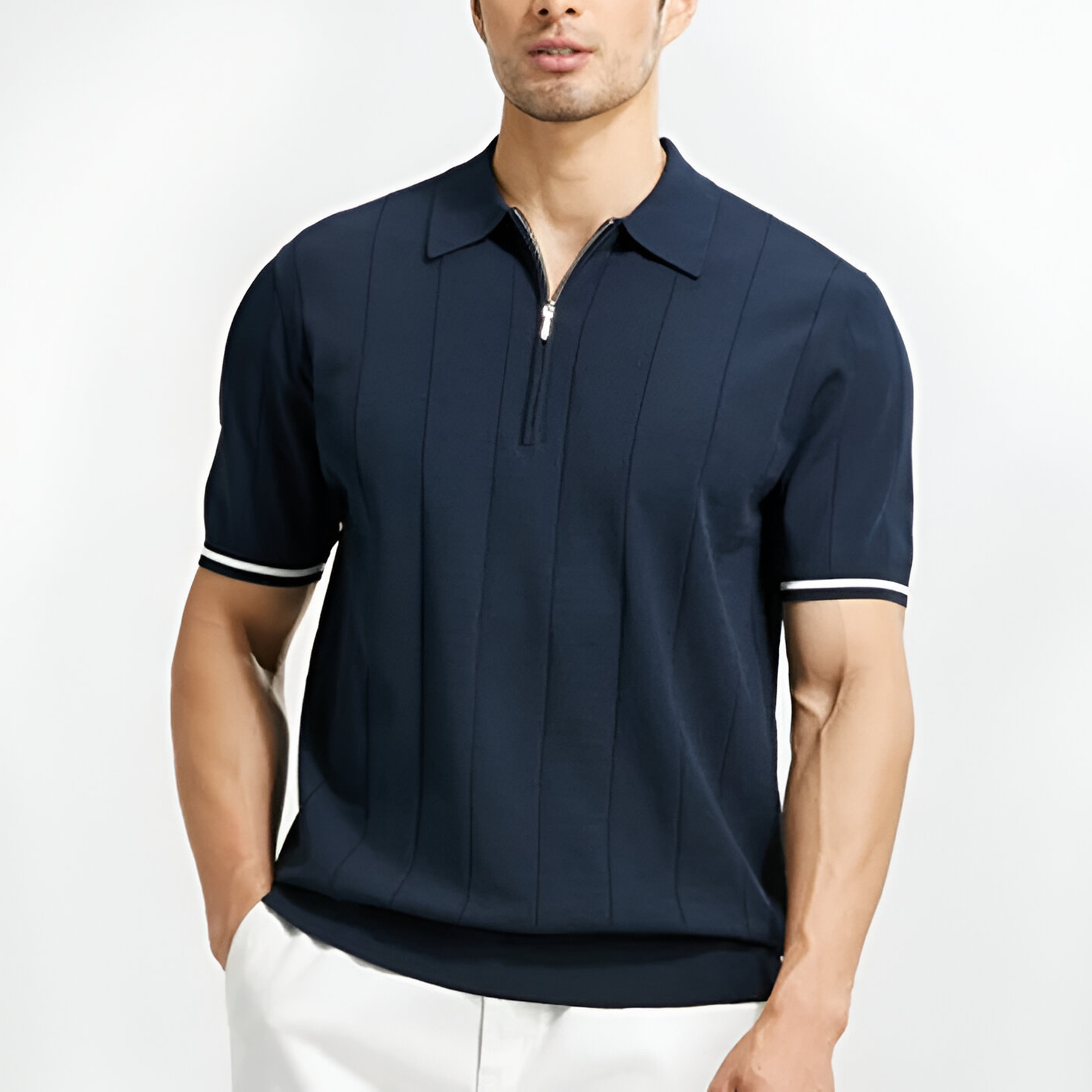 Quarter Zip Polo Shirt for Men