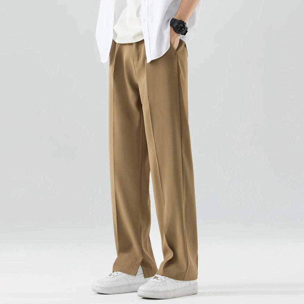 Men’s Elegant Pleated Straight Leg Pants