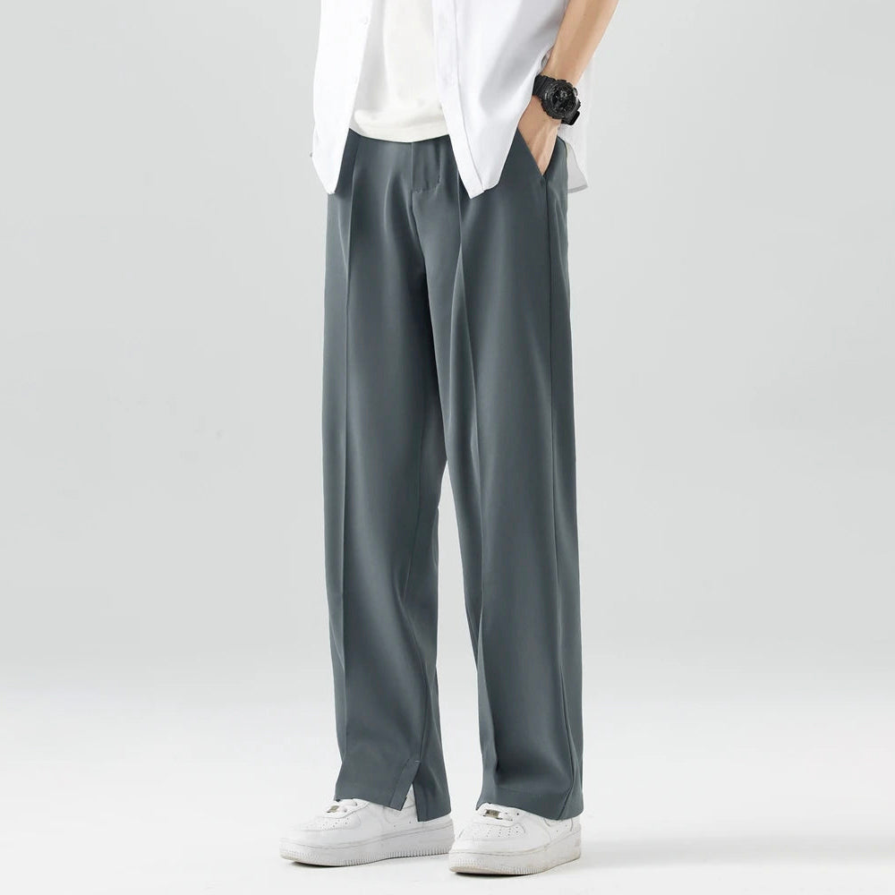 Men’s Elegant Pleated Straight Leg Pants