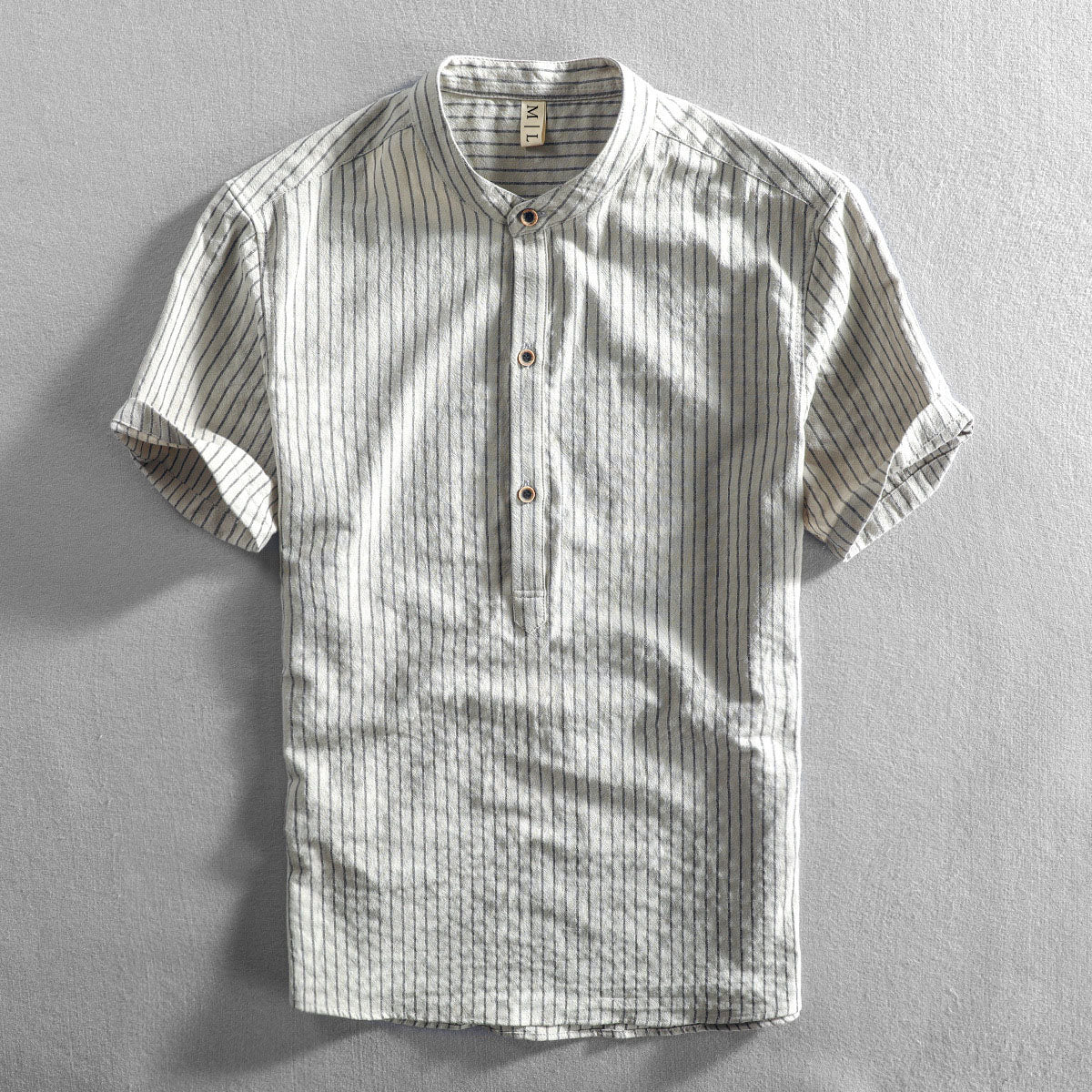 Mandarin Collar Henley Shirt for Men