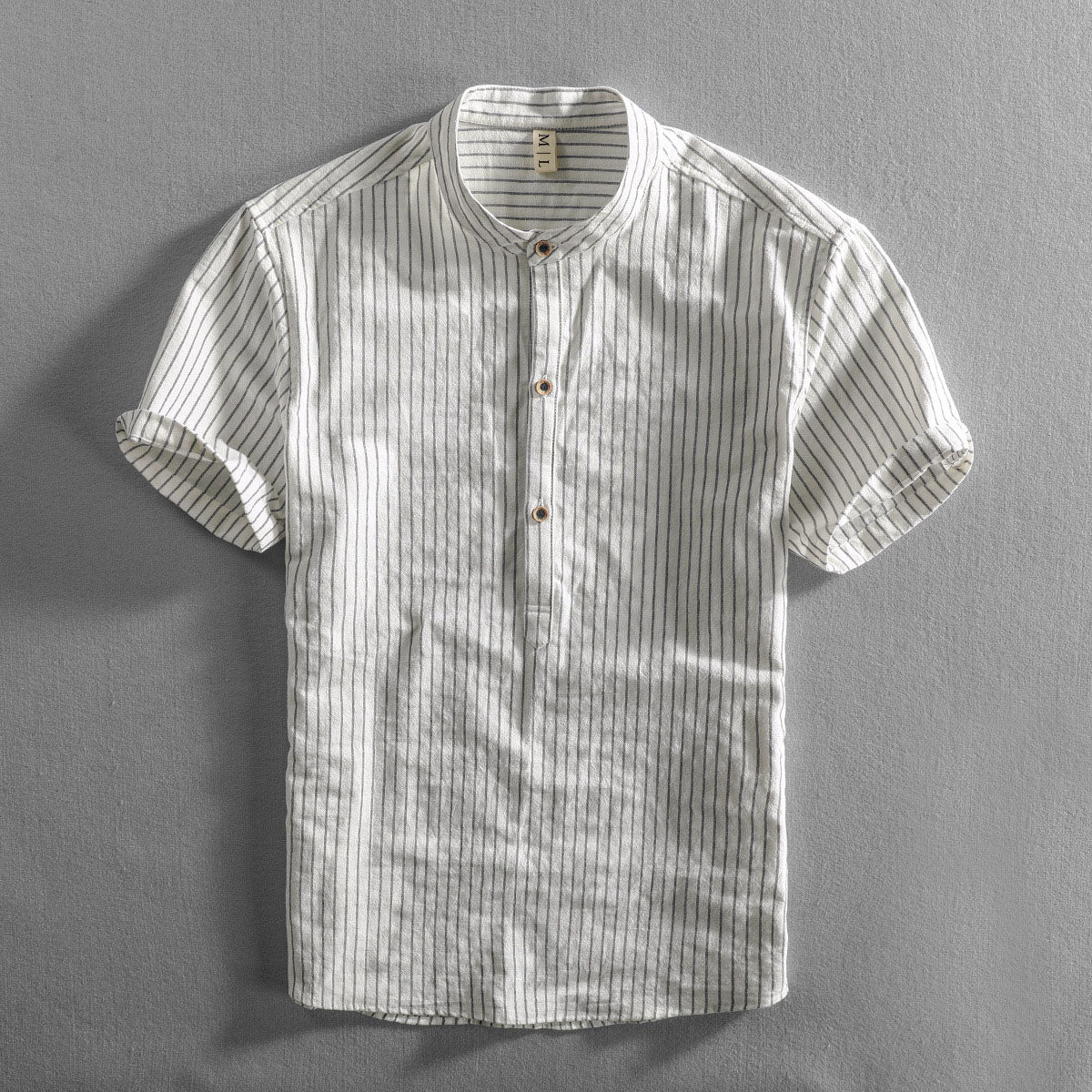 Mandarin Collar Henley Shirt for Men