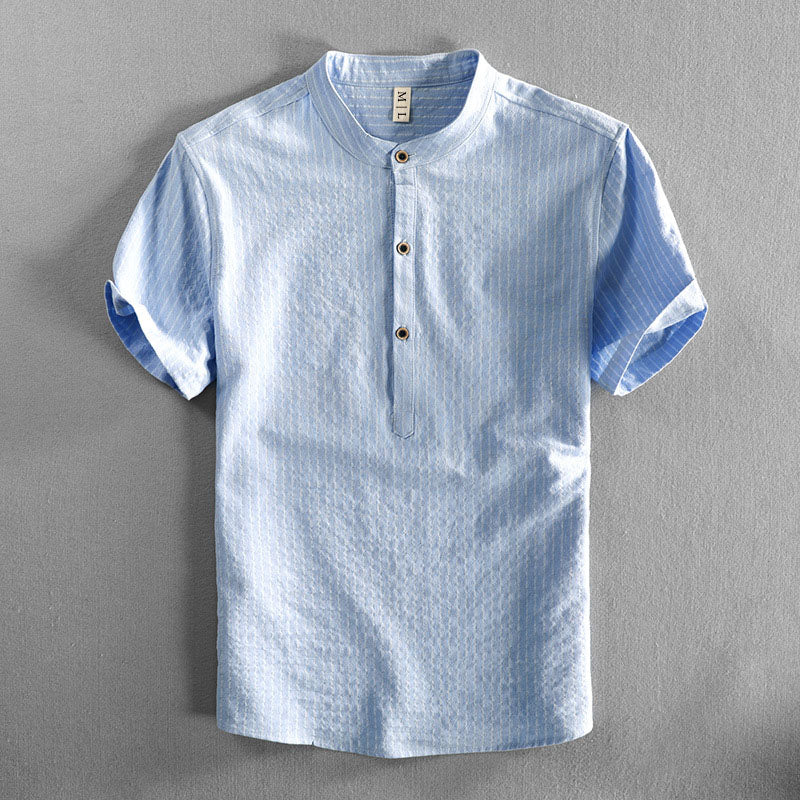 Mandarin Collar Henley Shirt for Men
