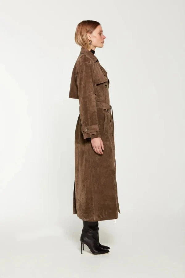 Trench Coat Women's Double Breasted Belted